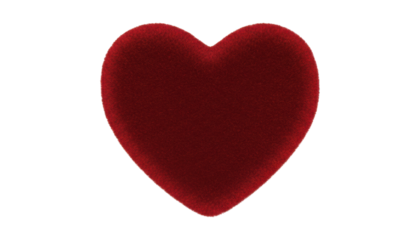 Soft fluffy deep red heart with a plush velvety texture is a beautiful and romantic symbol of love and affection, perfect for a Valentine's Day celebration or special occasion