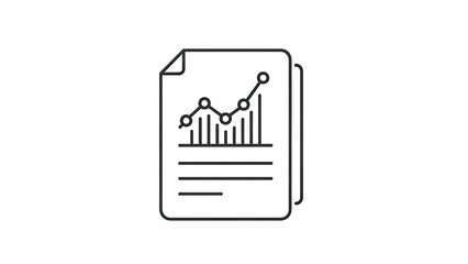 Financial Report Graph Icon - Business Growth Analysis Line Chart Document