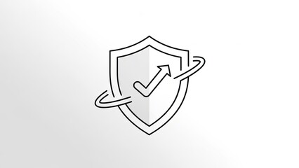 Shield Protection Icon with Check Mark and Arrow - Security and Safety Concept