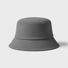 Gray bucket hat made of textured fabric, a classic and casual headwear accessory for sun protection and style
