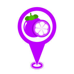 purple cute mangosteen location pin icon