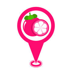pink cute mangosteen location pin icon