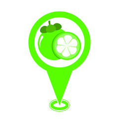 green cute mangosteen location pin icon
