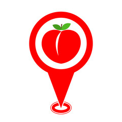 red cute peach location pin icon