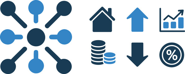 Finance & Economy Icon Set &ndash; Minimalist Symbols of Growth, Rates, and Market Trends