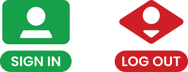 Sign-In & Log-Out Button Icons &ndash; UI Symbols for User Authentication and Session Control