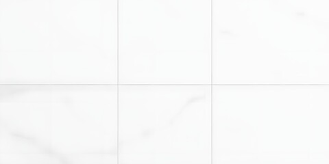 A minimalist white marble tile surface with subtle veining and grid pattern viewed from directly above