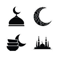 Elegant Islamic crescent moon and mosque silhouettes for Ramadan