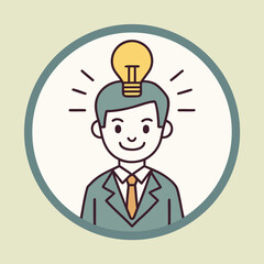 Bright Idea Concept With Business Professional And Lightbulb Illustration Vector