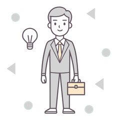 Businessperson With Idea Lightbulb Holding Briefcase Vector Illustration For Success