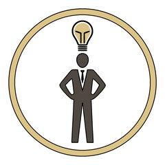 Innovation Concept With Lightbulb Icon And Business Silhouette, Creative Thinking And Idea Development