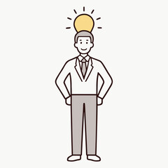 Bright Idea Concept With Man In Suit And Glowing Lightbulb Above Head