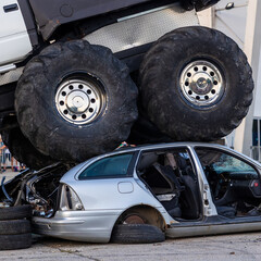 Huge big foot car smash car on monster truck show outdoor © Zsolt Biczó