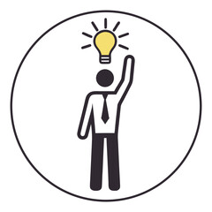 Innovation Concept With Lightbulb And Business Person, Creative Idea Solution Vector