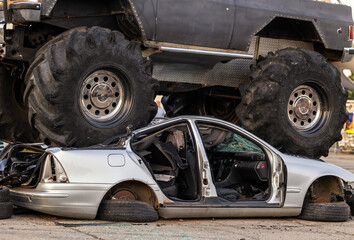 Huge big foot car smash car on monster truck show outdoor © Zsolt Biczó