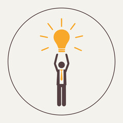 Innovation Concept With Lightbulb And Business Person, Creative Idea Solution Vector
