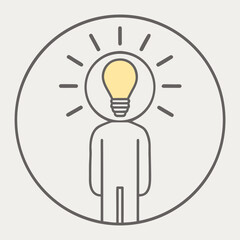 Bright Idea Concept With Human Silhouette And Glowing Lightbulb Innovation Thinking