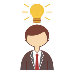 Bright Idea Concept With Business Man And Lightbulb Illustration For Innovation And Strategy