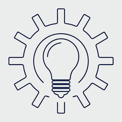 Innovation Concept With Gear And Lightbulb, Creative Idea Solution, Technology Development