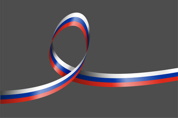 Elegant vector illustration of a flowing ribbon in Russian flag colors, forming a graceful loop, perfect for patriotic designs or modern backgrounds, isolated EPS file.