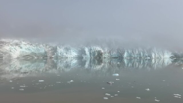 Rasmussen Glacier covered by fod in arctic ocean, Greenland