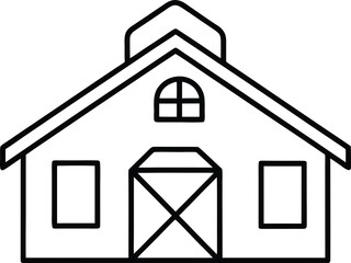 Classic Farm Barn House Flat Vector Illustration on White Background
