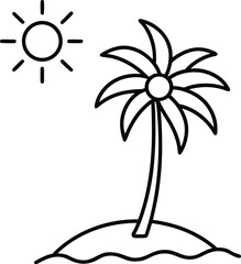 Tropical Island Palm Tree Beach Travel Flat Vector Illustration