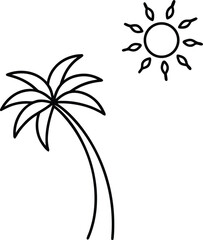 Tropical Island Palm Tree Beach Travel Flat Vector Illustration