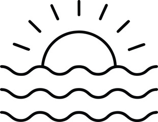 Obraz premium Sunrise over sea vector illustration on white background