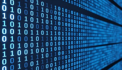 Blue binary code on computer screen
