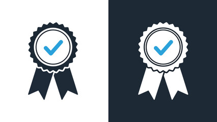 Blue checkmark badge icons - Blue icon set - Solid icons vector collection - Vector icon set - Line and glyph solid icon set - Icon vector - Flat Design Icon