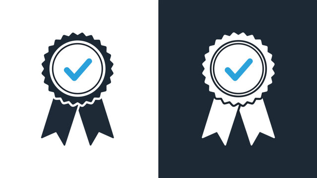 Blue checkmark badge icons - Blue icon set - Solid icons vector collection - Vector icon set - Line and glyph solid icon set - Icon vector - Flat Design Icon