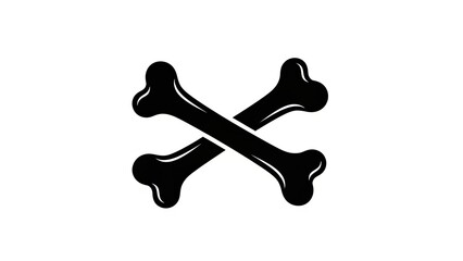 Crossed Black Bones Silhouette on White Background