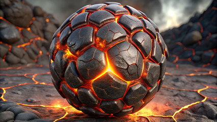 Abstract 3D Futuristic Soccer Ball Background with Glowing Neon Textures and Dramatic Lighting, Creative Sports 8K Wallpaper