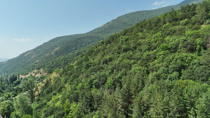 Obraz premium Panoramic view of lush green mountains in Armenia
