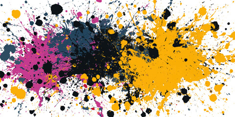 Vibrant splash of colors: abstract art with pink, yellow, and black