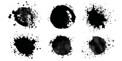 ink blots and splats. detailed ink splats Hyperrealistic Highly Detailed Isolated On Transparent Background