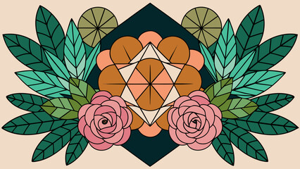 Geometric botanicals come together in a crisp, modern bouquet with a structured, flat look