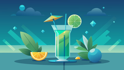 Gradient-forward cocktail scene with vibrant gradient glass and crisp vector forms