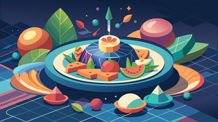 Vibrant AI-Driven Food Presentation in Bold Flat Design