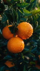 ripe oranges on the tree