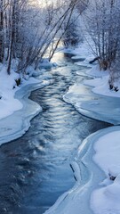 small streams flowing in the snow