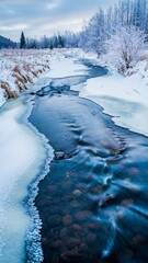 small streams flowing in the snow
