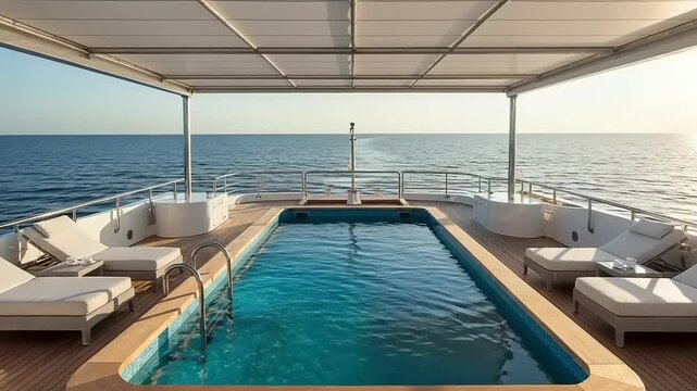 Luxury Yacht with Swimming Pool on the Ocean for Relaxation.