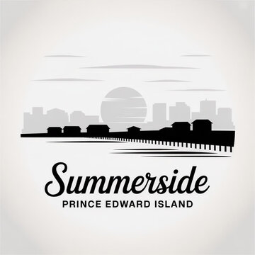 Summerside PEI Skyline Silhouette &mdash; A Canadian Coastal Maritime City Vector Illustration