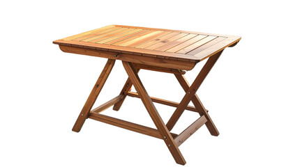 Wooden table isolated on transparent background, high-quality PNG with natural wood grain and solid structure, perfect for furniture designs, interior decor, and product mockups.