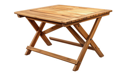 Wooden table isolated on transparent background, high-quality PNG with natural wood grain and solid structure, perfect for furniture designs, interior decor, and product mockups.