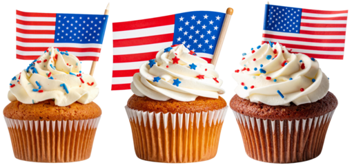 Patriotic cupcakes celebrating independence day with american flags