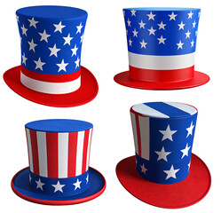 US patriotic top hats celebrating independence day