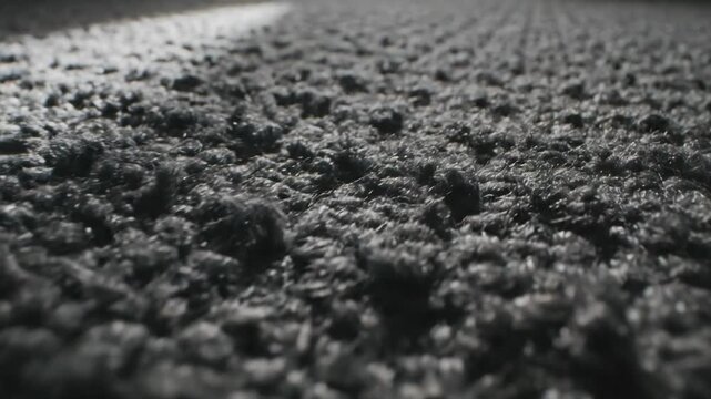 Close-up View of Textured Dark Fabric with Dramatic Lighting Accentuating Fibers and Depth